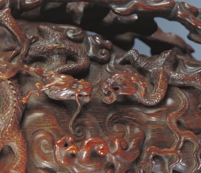 图片[3]-Rhinoceros horn carved cloud dragon cup-China Archive